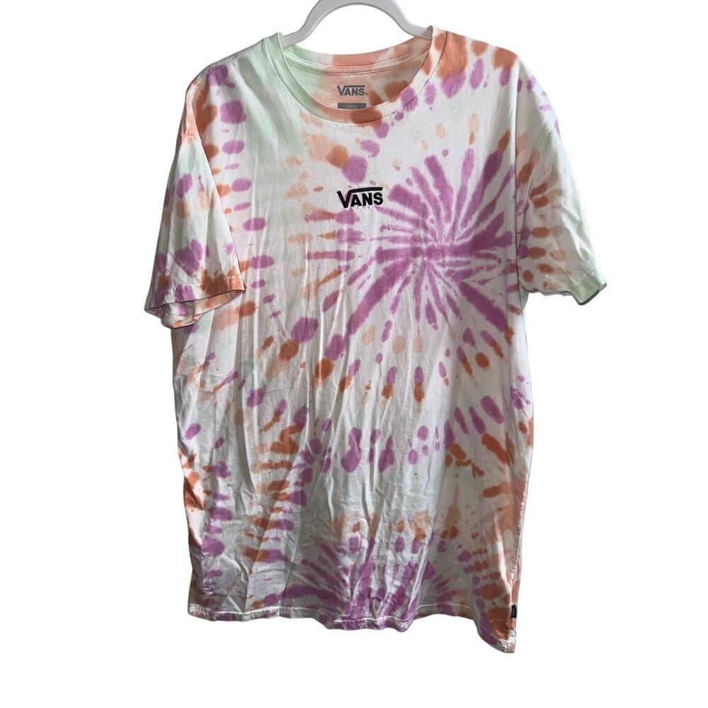 Vans Off The Wall Tie Dye T-Shirt Dress Spiral Pastel Peach Purple Mint Large